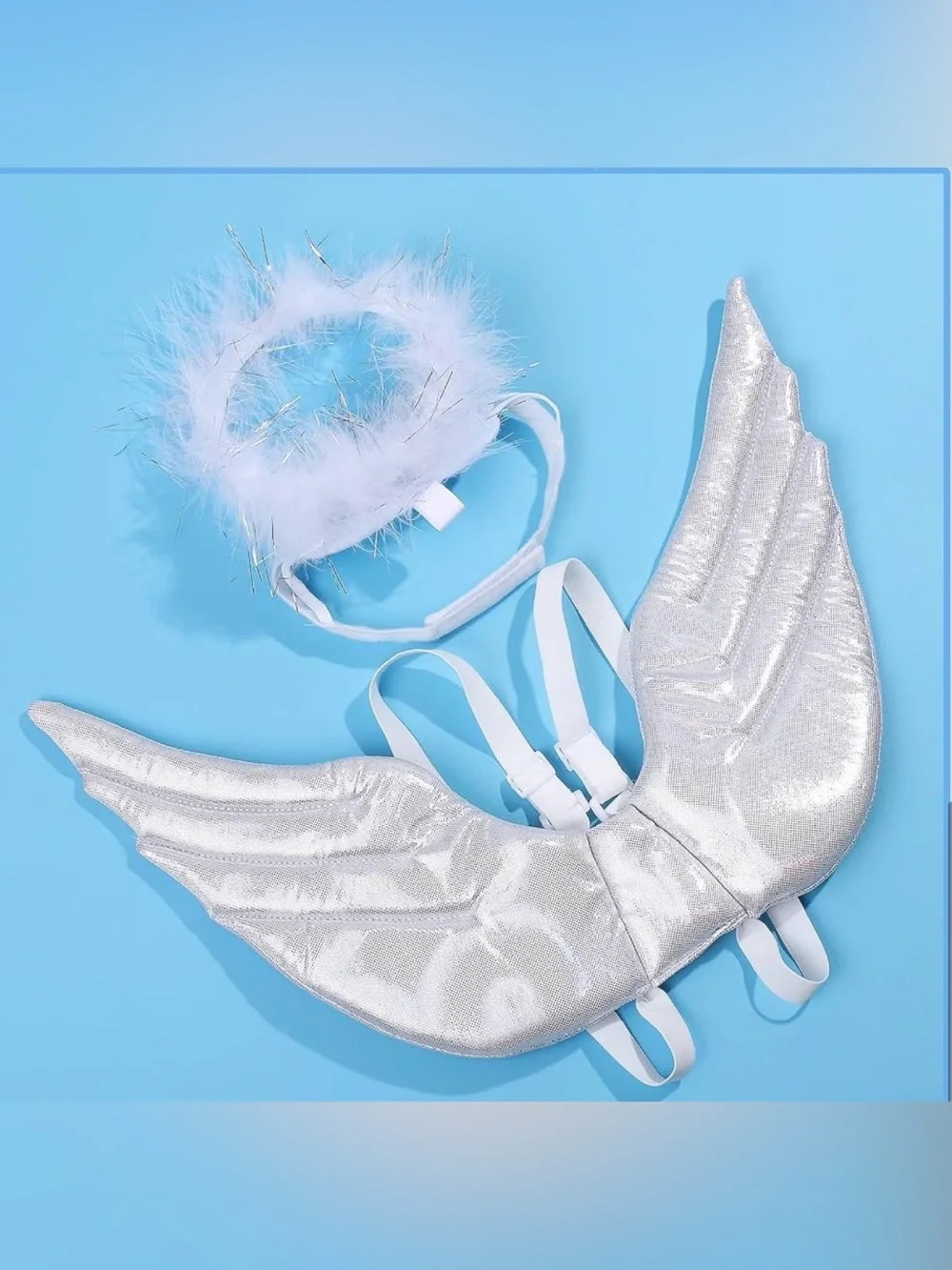 🐶🐰White Angel Wings and Halo Costume for Cats - Cute Pet Dress-Up